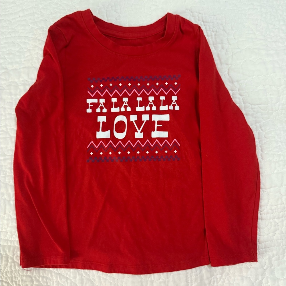 Size 5T cat and jack Red Long Sleeve Falala Love Shirt